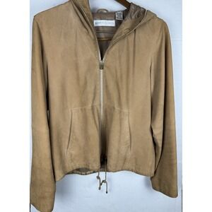 Dana Buchman Women's Tan 100% Suede Zip Up Jacket Size 8